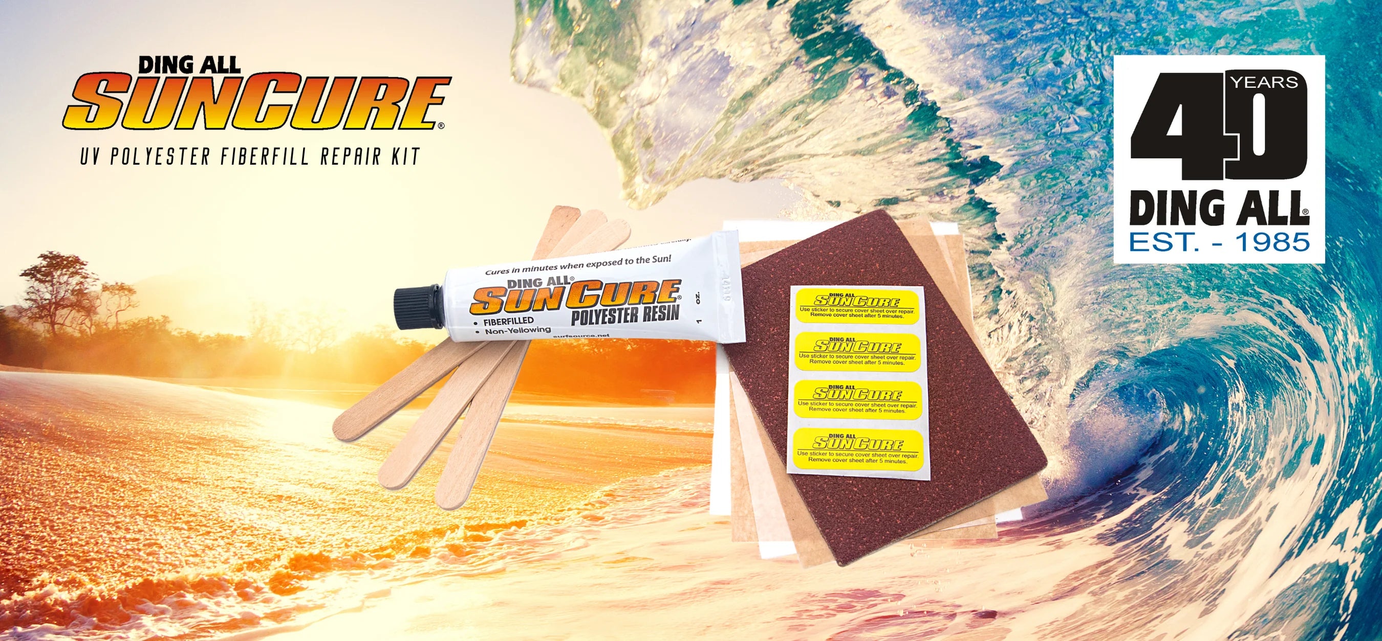 Load video: how to repair your own surfboard ding easy with ding all and suncure product. fix a ding in 5 minutes!