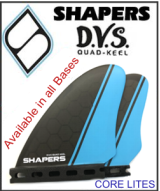 Shapers Glass/Foam DVS Keel Quad Keel Fin Set