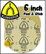 Klingspor - Peel & Stick 6” Sandpaper - Sanding Discs